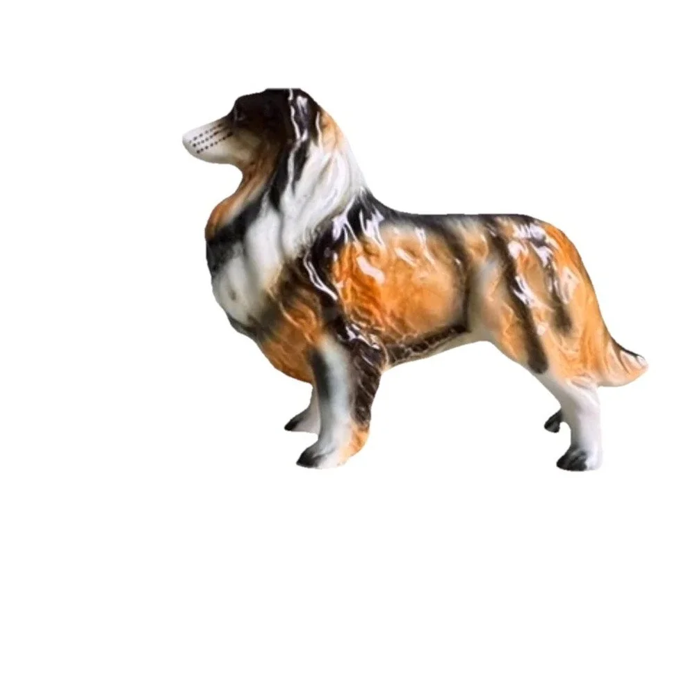 Licensed Tricolor Sheltie Sheepdog Glossy Standing Pride Pose Porcelain Figurine